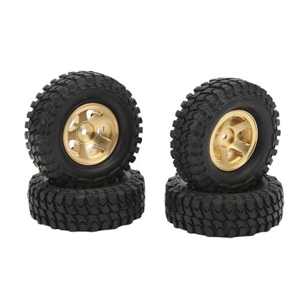 4 stk. RC bil hjulnav og dæk sæt udskiftning messing hjulnav og bløde gummi dæk sæt til FCX24 1/24 RC crawler bil