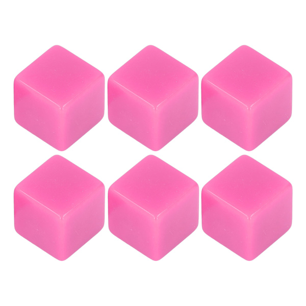 6st Blank tärningsuppsättning rätvinklig plast hexaedriska kuber Klassrumsbrädspel DIY Math Counting Undervisningsparty Favor Fun Pink
