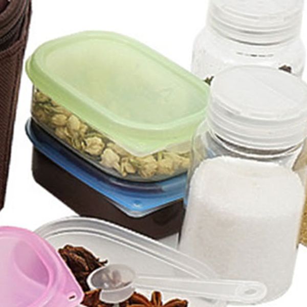 Kryddburkar Set Camping Kryddbehållare Bärbara Kryddshaker-flaskor Set med förvaringsväska för utomhusresor Picknick Set med 10st