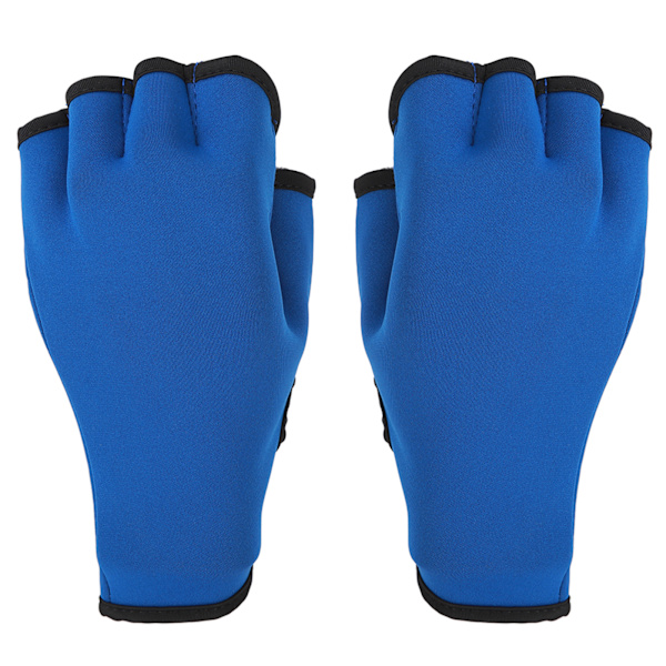 Simhandskar Webbed Prevent Slip Fingerlösa vattenhandskar i neopren för vattentålighetsträning Blue M