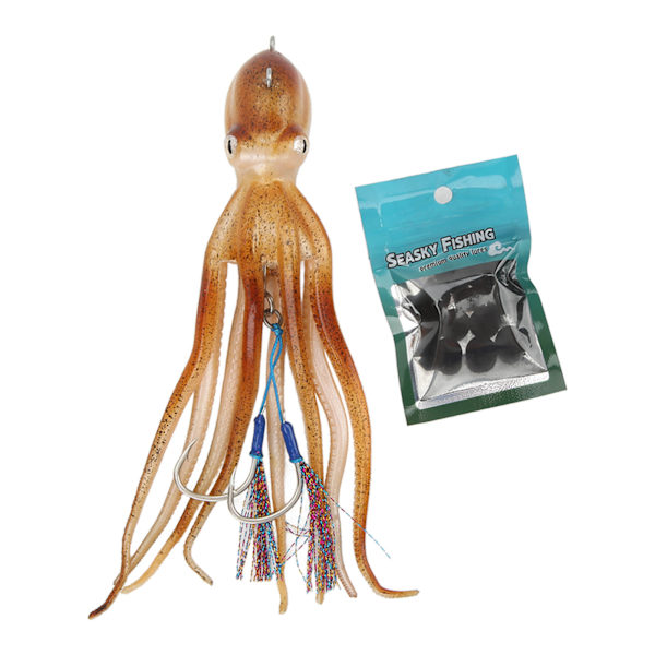 Simulering blekksprut Jigs Fiske blekksprut lokker naturtro blekksprut Jig for saltvann havfiske med 10 blekk tabletter