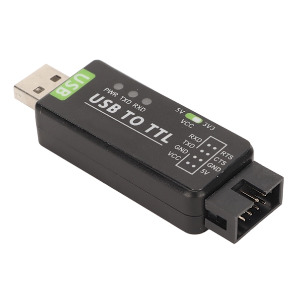USB till TTL-omvandlare FT232RL-chip Flera skyddskretsar Industriell USB till TTL-omvandlare för flera system Svart