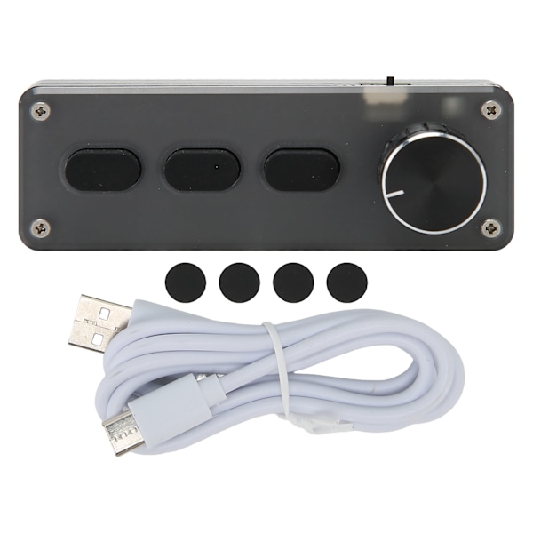 3 Tangenter Mini Keypad Trådbunden USB Bluetooth Silikon Tyst DIY Programmerbart Tangentbord med Vred för Spel Media Musik