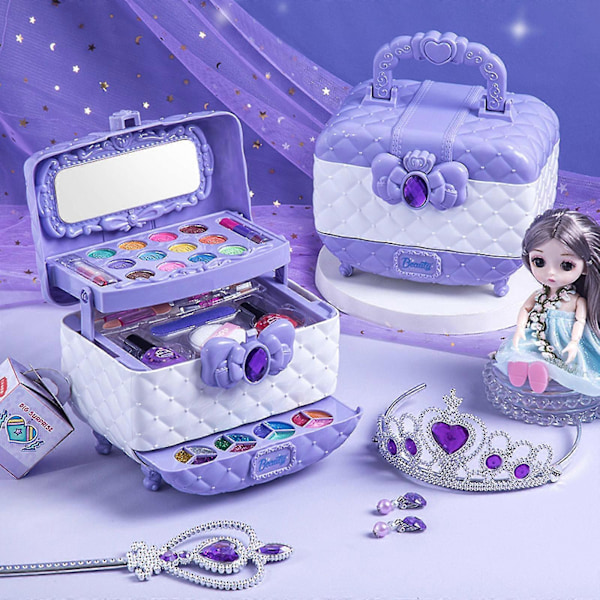 Børns vaskbare makeup legetøj børns pige prinsesse makeup æske sæt øjenskygge fuldt sæt performance gaveæske legetøj