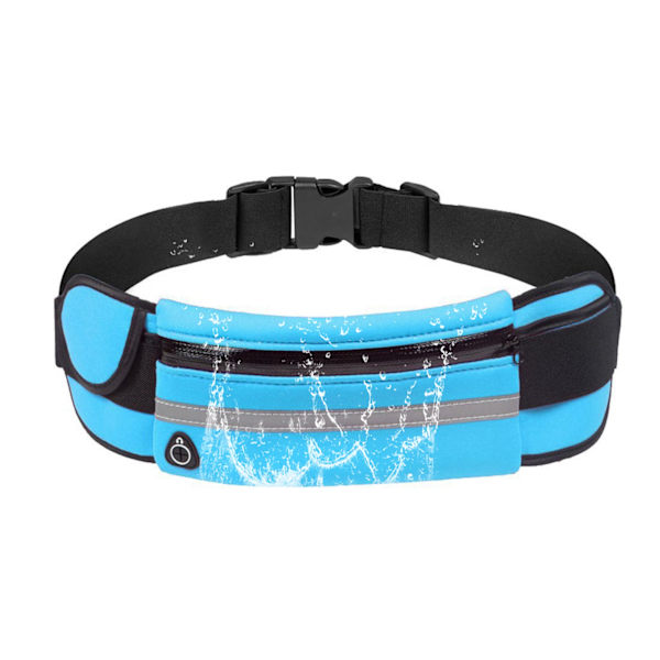 Løpebelte Fanny Pack Stor kapasitet Vanntett Støtsikker midjeveske for utendørssport Fitness Blå
