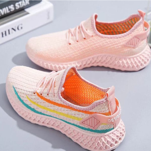 Sneaker 39 Storlek Andas Mesh Mjukt Bekvämt Lätt matchande Promenadskor för Dam Daglig användning H06 Rosa