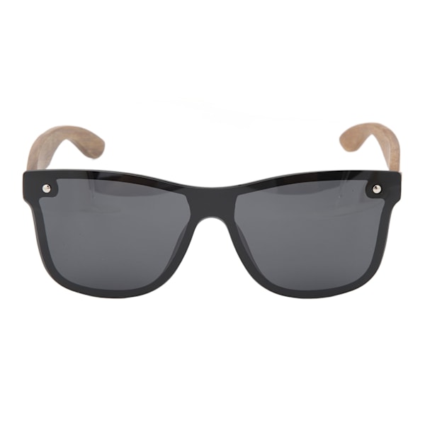 Rammeløse One Piece Lens Solbriller HD Spejlglas UV400 Polariserede Træ Solbriller til udendørs brug Sort