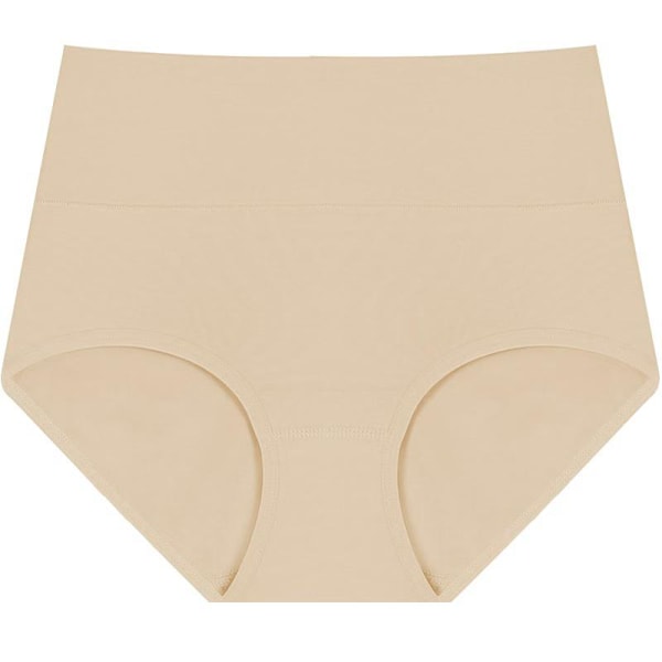 5 stk. rene bomulds dame trusser med høj talje og mavekontrol, store størrelser Skin tone XL