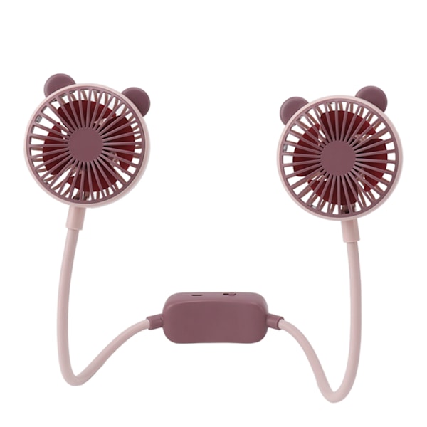 Kannettava kaulatuuletin Kaksipäinen taitettava kannettava USB-ladattava handsfree mini-riipustuuletin toimisto- ja matkakäyttöön Punaruskea