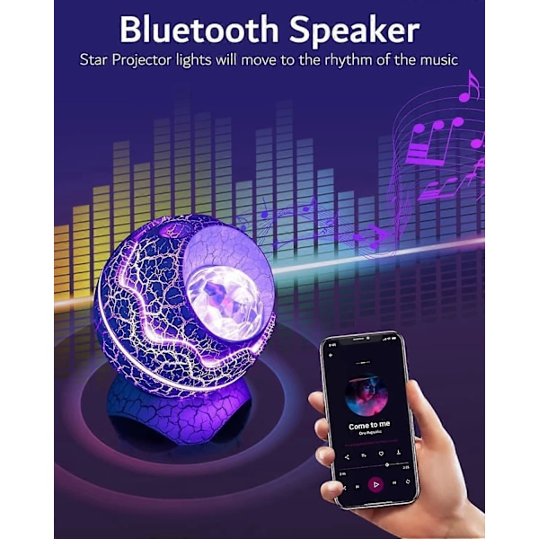 Dinosaur æg revne stjernehimmel lampe havvand mønster projektor atmosfære lampe soveværelse børns Bluetooth hvid støj natlampe