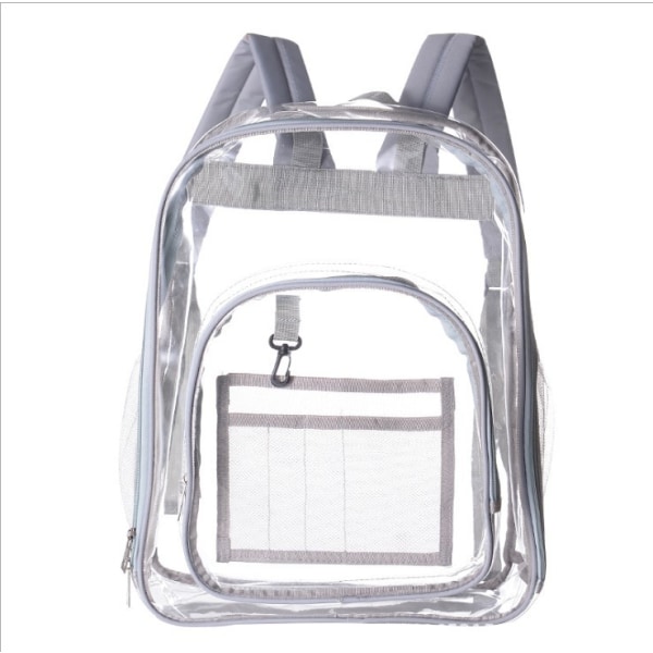 Genomskinlig PVC-ryggsäck med stor kapacitet, unisex vattentät skolväska för studenter white