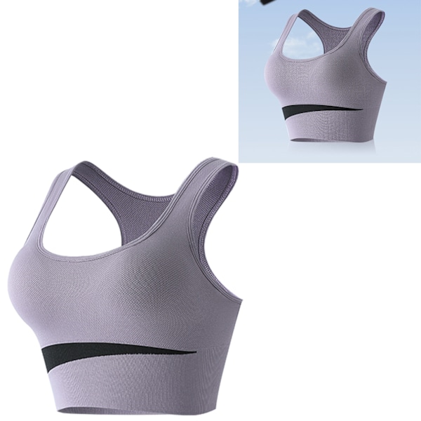Sport-BH Nylon Andas Hudvänlig U-formad stålring Frilöpare Gym Atletisk BH för kvinnor Lila L