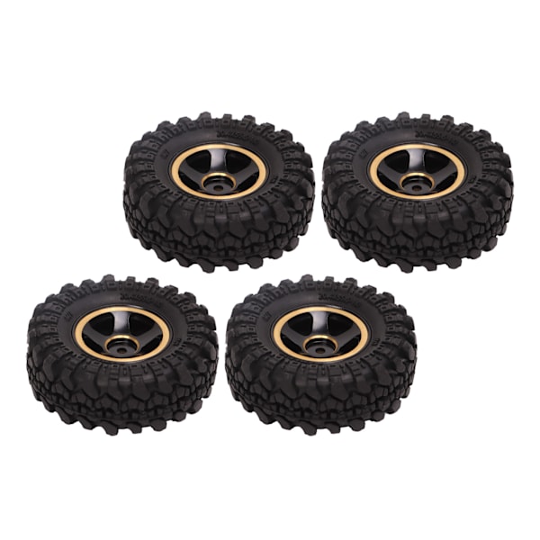 1 tommes RC-dekk Messing Felg Gummidekk RC-bildekk for FMS FCX24 1/18 1/24 Crawler 4stk Svart Gull