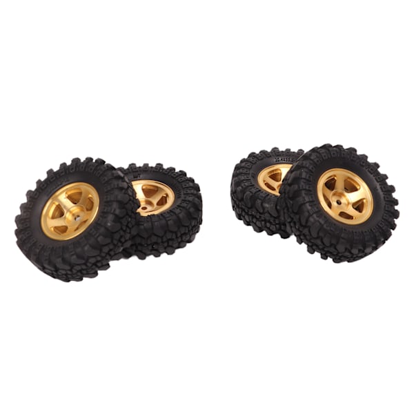 1 tums RC-däck Mässing Hjulnav Gummi RC-bildäck för FMS FCX24 1/18 1/24 Crawler 4st guld