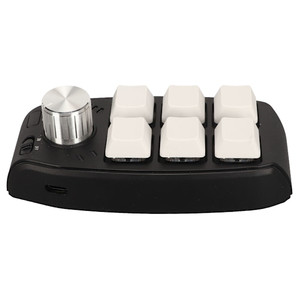 6 Tasters Mini Tastatur med Knott Programmerbar Dobbel Modus Tilkobling Generell Enhånds Mekanisk Tastatur for Gaming Hvit