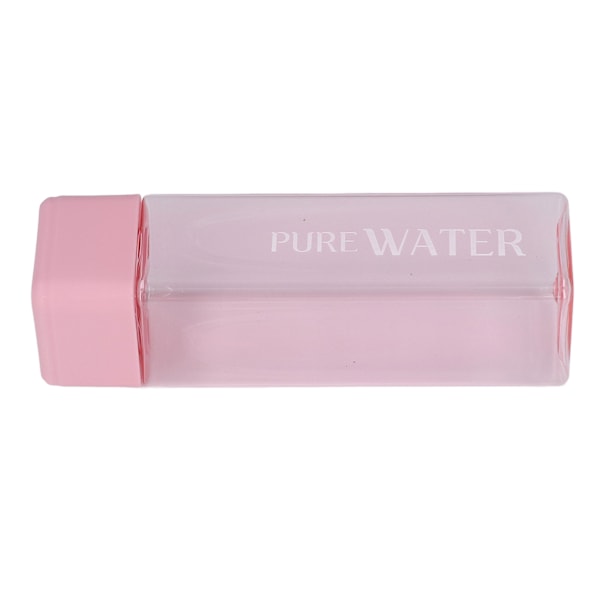 500 ml 17 oz vandflaske Transparent Bærbar brevtrykt drikkevandsflaske med håndledsrem Rosa