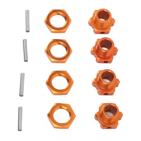 4STK 17mm Hex Hjulnav Adapter Aluminiumslegering Oransje Hex Drive Nav Adapter for ZD Racing 9116 08427 1/8 RC Bil