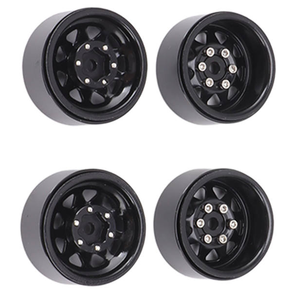 4 stk Beadlock-hjul 1-i dypt spor Universal for Traxxas ATV RC Bildeler med skruer Svart