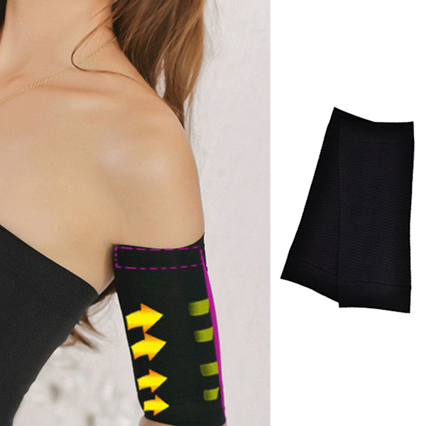 1 par slimmande ärmar Mjuk Bekväm Andas Elastisk Nylon Stor storlek Kompressionsarmformare Svart Fri storlek