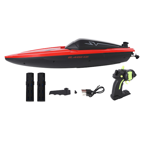 RC-båt Vattentät Avvatten Induktion Dubbelmotorfjärrkontroll Elektrisk Racing Speed ​​Boat 2,4G 2 Skrovbatteri