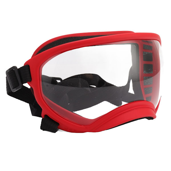 Hundeglas Vindtæt Ultravioletsikker Støvtæt justerbar rem Slidstærke hundesolbriller til store racer rød ramme og transparente glas