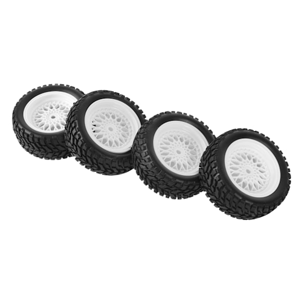 4 stk. RC hjuldæk Plast Gummi Slidstærk Stabil Bedre vejgreb 1/10 Gummi Hjul Dæk til 1/10 Racing Car Hvid