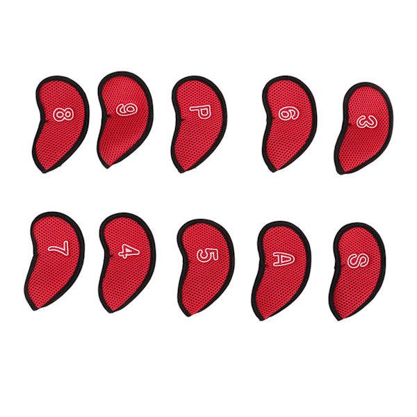 10 st Golf Iron Cover Set med siffror Vattentät Golf Head Cover Skydds Headcover för Court Exercise Röd