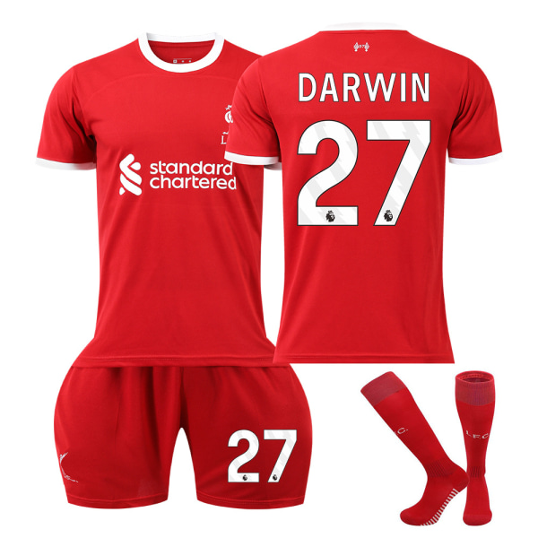 23-24 Liverpool Home Børnefodboldtrøjesæt nr. 27 DARWIN - Kids 20(110-120cm)