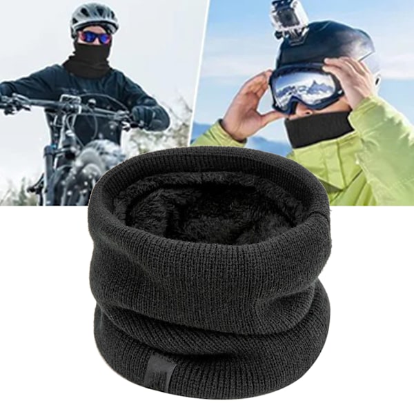 Varm Loop Skjerf Dobbeltlag Myk Fortykket Elastisk Plysjfôr Strikket Vinterskjerf for Herre Dame