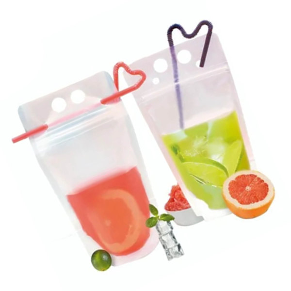 50 ST Dryckesförpackningspåsar med sugrör Frostade Transparent Stand Up vätskepåsar 1000 ml