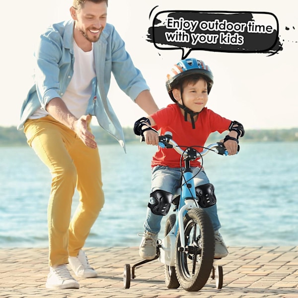 7-delars set med barnhjälm, knäskydd, armbågsskydd, för åkning med sparkcykel och cykel, skyddsset
