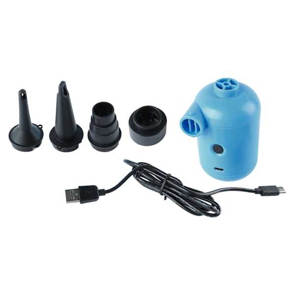 Elektrisk luftpumpe Bærbar blå inflator deflatorpumpe Perfekt for utendørs camping med USB-port