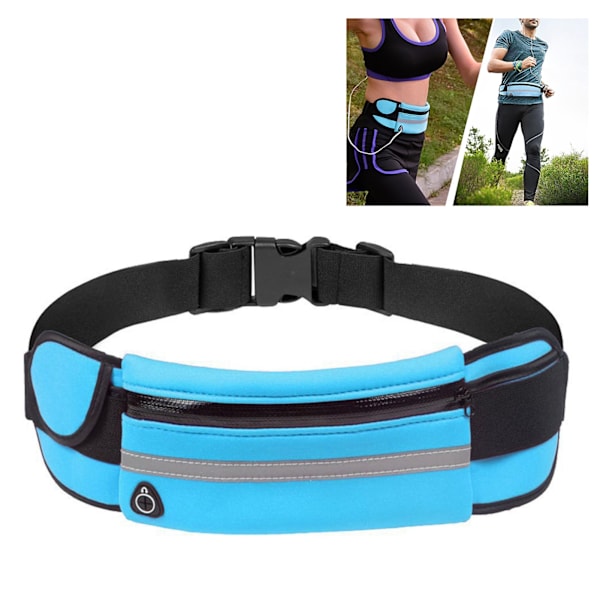 Løpebelte Fanny Pack Stor kapasitet Vanntett Støtsikker midjeveske for utendørssport Fitness Blå