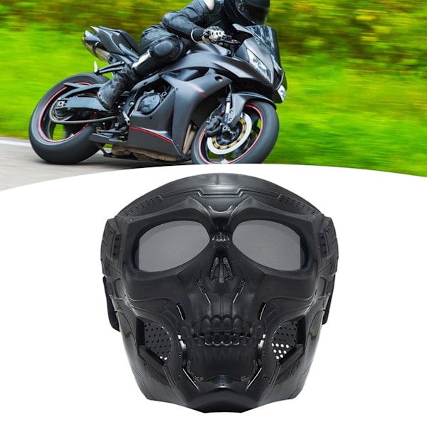 Motorcykelbriller maske kranieform racingbriller med justerbar skridsikker rem til offroad-cykling Sort grå linse