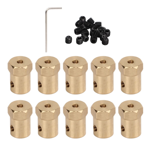 10 stk 12 mm sekskantkoblinger Messing fleksibel koblingsledd for RC motorfordons dekkaksel med skruer