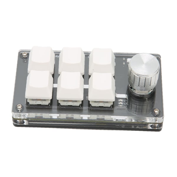 6 Tasters Mini Tastatur med Knott Blå Bryter Kablet USB Trådløs Bluetooth Dobbel Modus Tilkobling DIY Programmerbart Mekanisk Tastatur Hvit