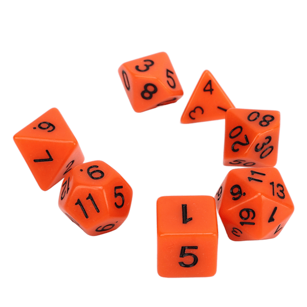 21st polyedrisk tärningsset enfärgad plast antioxidation Pedagogisk rollspelstärning för Game Orange