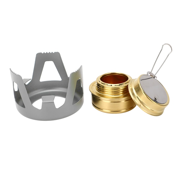 Mini Alkoholbrenner Messing Aluminiumslegering Sikker Vindtett Bærbar Mye Brukt Mini Backpacking Brenner for Camping Matlaging Grå
