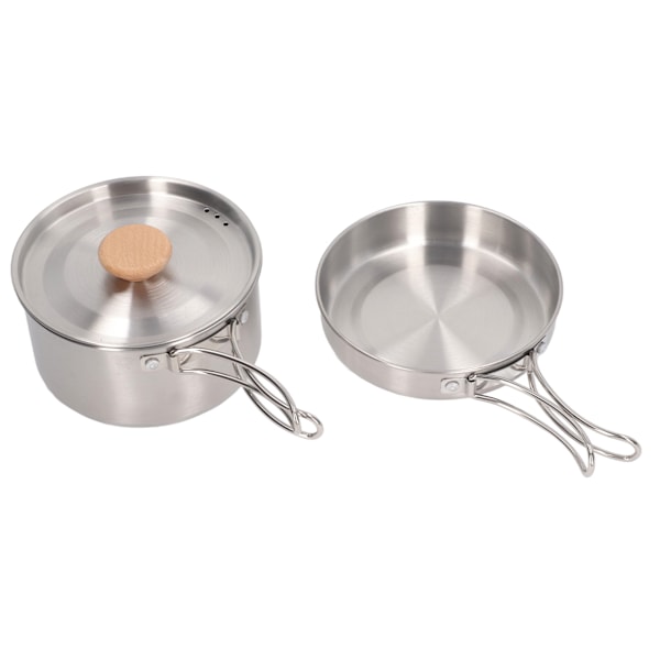 Køkkengryde og pandesæt 304 rustfrit stål Bærbar Camping Køkkengrej Mess Kit med opbevaringstaske til vandreture Backpacking