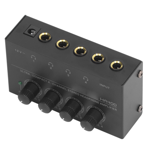 HA400 Ultrakompakti 4-kanavainen stereokuulokevahvistin Matala-ääni kuulokevahvistin 100‑240V EU-pistoke