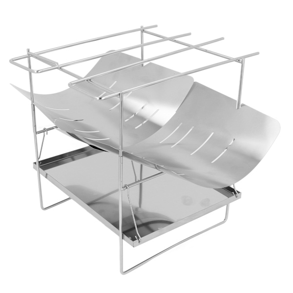 Foldbar lejrbålsgrill i rustfrit stål Multifunktionel bærbar sammenklappelig BBQ-grill med ben til picnic campingtilbehør