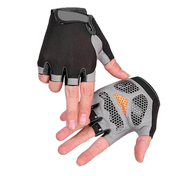 Tyngdlyftande Halkskyddshandskar Cykling Fitness Halvfingerhandskar Män Kvinnor Utomhussporthandskar Svart M