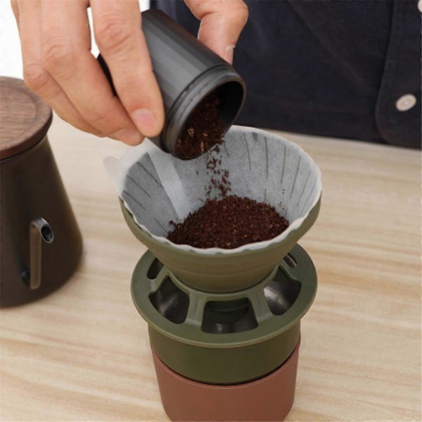 Silikon Hopfällbart Kaffefilter Återanvändbart med Ställ Kaffefilter Kopp Utrymmesbesparande Hopfällbar Kaffetrat Utomhus