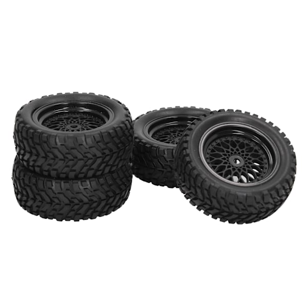 4 stk. RC hjuldæk Plast Gummi Holdbar Stabil Bedre vejgreb 1/10 Gummihjul Dæk til 1/10 Racing Car Sort