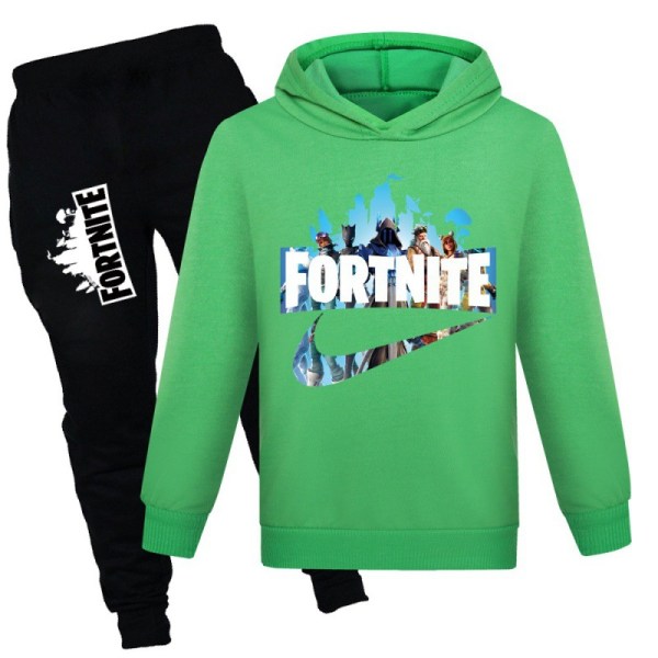 Fortnite Hoodie + Skjorta + Byxor, Sweatshirt Casual Set Lämplig för sport och utomhus - Julklapp, Födelsedagspresent Svart 110 cm (3-4 år) green 110cm