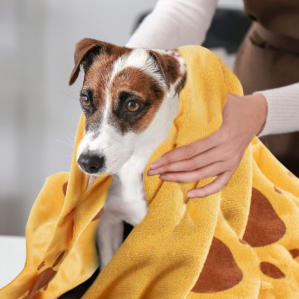 Hundehåndklær mikrofiberhåndklær - 2PC vaskbart hundedekken - pleietilbehør til hunde - Stort hundehåndkle - oransje og blå - 140 x 70 cm
