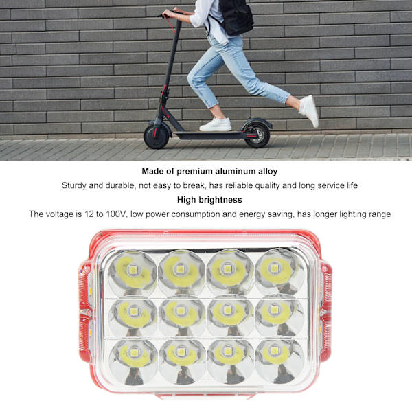 Elektrisk sykkel Ekstern LED Spot Light Høy lysstyrke Aluminiumlegering LED Trehjuling Konverteringslampe DC 12 til 100V