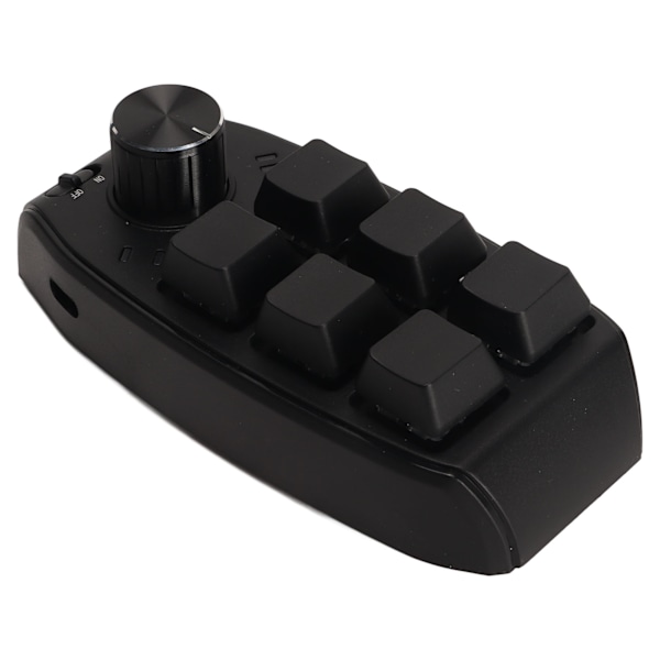 6 Key Mini Keypad med Drejeknap Programmerbart Dual Mode Forbindelse Generelt Enhånds Mekanisk Keypad til Gaming Sort