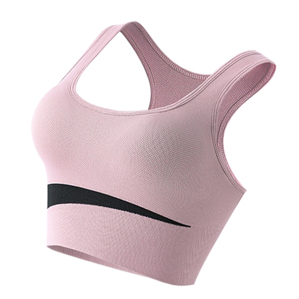Sport-BH Nylon Andas Hudvänlig U-formad stålring Free Running Gym Atletisk BH för kvinnor Rosa M