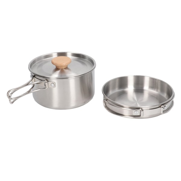 Køkkengryde og pandesæt 304 rustfrit stål Bærbar Camping Køkkengrej Mess Kit med opbevaringstaske til vandreture Backpacking